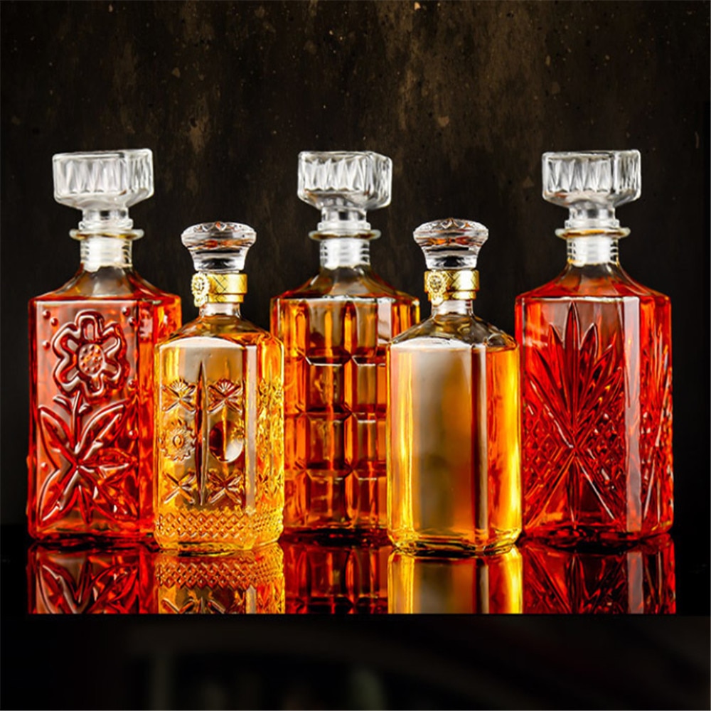 500Ml Glazen Wijnglas Vierkante Glas Rode Wijn Fles Wijn Set Whiskey Fles Decanter Wodka Dispenser Whiskey Glazen Bar Set