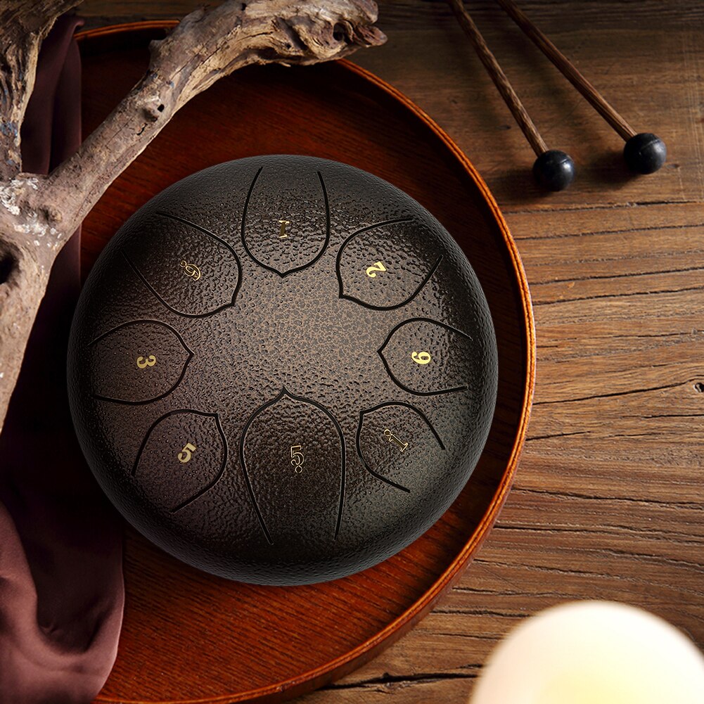 6 inch Hand Pan Ethereal Rhythm Tongue Drum Percussion Musical Instruments Portable Alloy 8 Tune Ethereal Drum Instrument