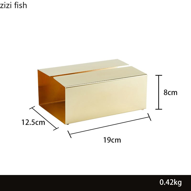 Golden Stainless Steel Tissue Box Bedroom Living Room Home Desktop Finishing Simple Coffee Desktop Restaurant Tissue Storage Box