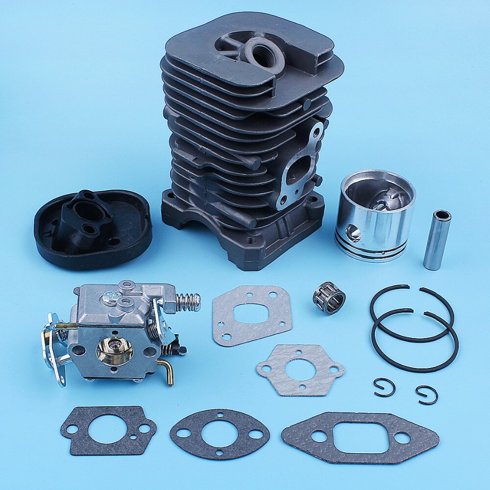 Cylinder Piston Carburetor Carb Gasket Kit For Partner 350 351 370 371 420 390 391 Formula 5000 Chainsaw 41mm Nikasil Plated