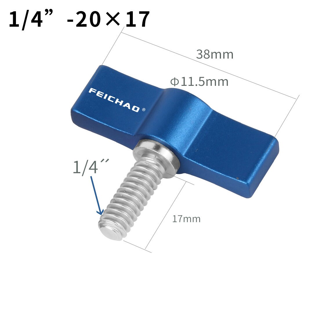 Tornillo de acero inoxidable 1/4 para cámara SLR mango ajustable, M4, M5, 304, adaptador de bloqueo de abrazadera deslizante, llave en forma de T para Gopro: One Fourth x17 Blue