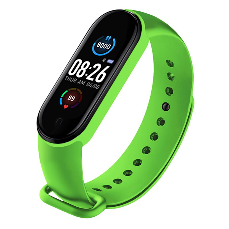 M5 Smart Band Fitness Trcker Sport Bracelet Pedometer Heart Rate Blood Pressure Bluetooth Health Wirstband Weather Smartwatch: Tea Green