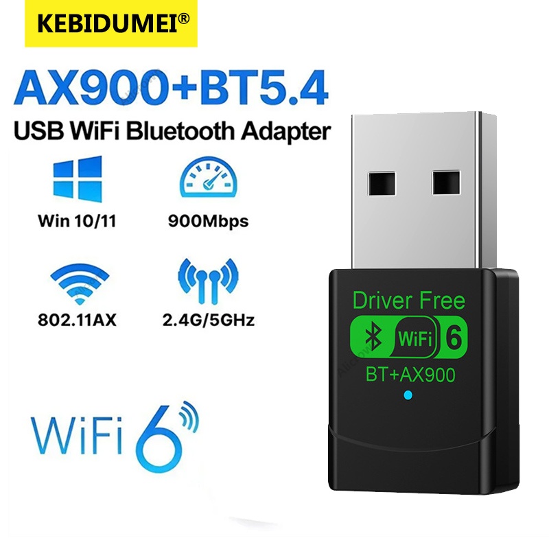 Adattatore USB WiFi 6 Bluetooth 5.4 da 900 Mbps Dual Band 2.4G 5G Ricevitore esterno wireless Dongle WiFi per laptop Desktop Win 7/10/11: BIANCO
