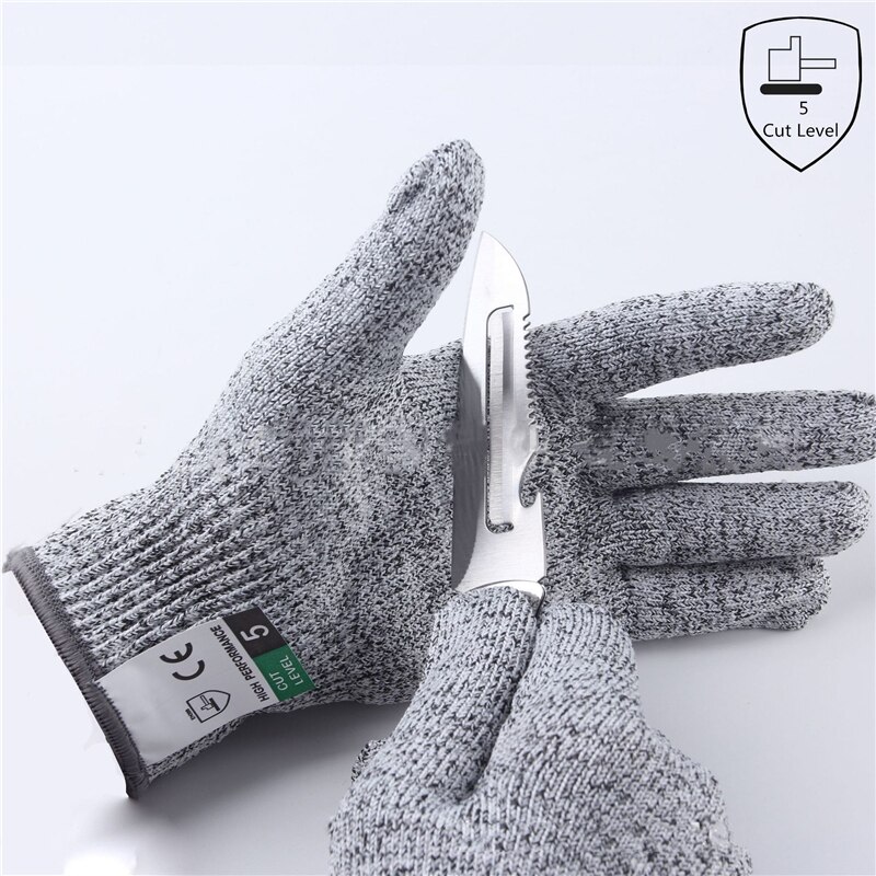 1 par udendørs fiskeri anti-cut handsker kniv skærebestandig beskyttelse touch screen anti-skrid ultra-tynde ståltrådshandsker: Xl