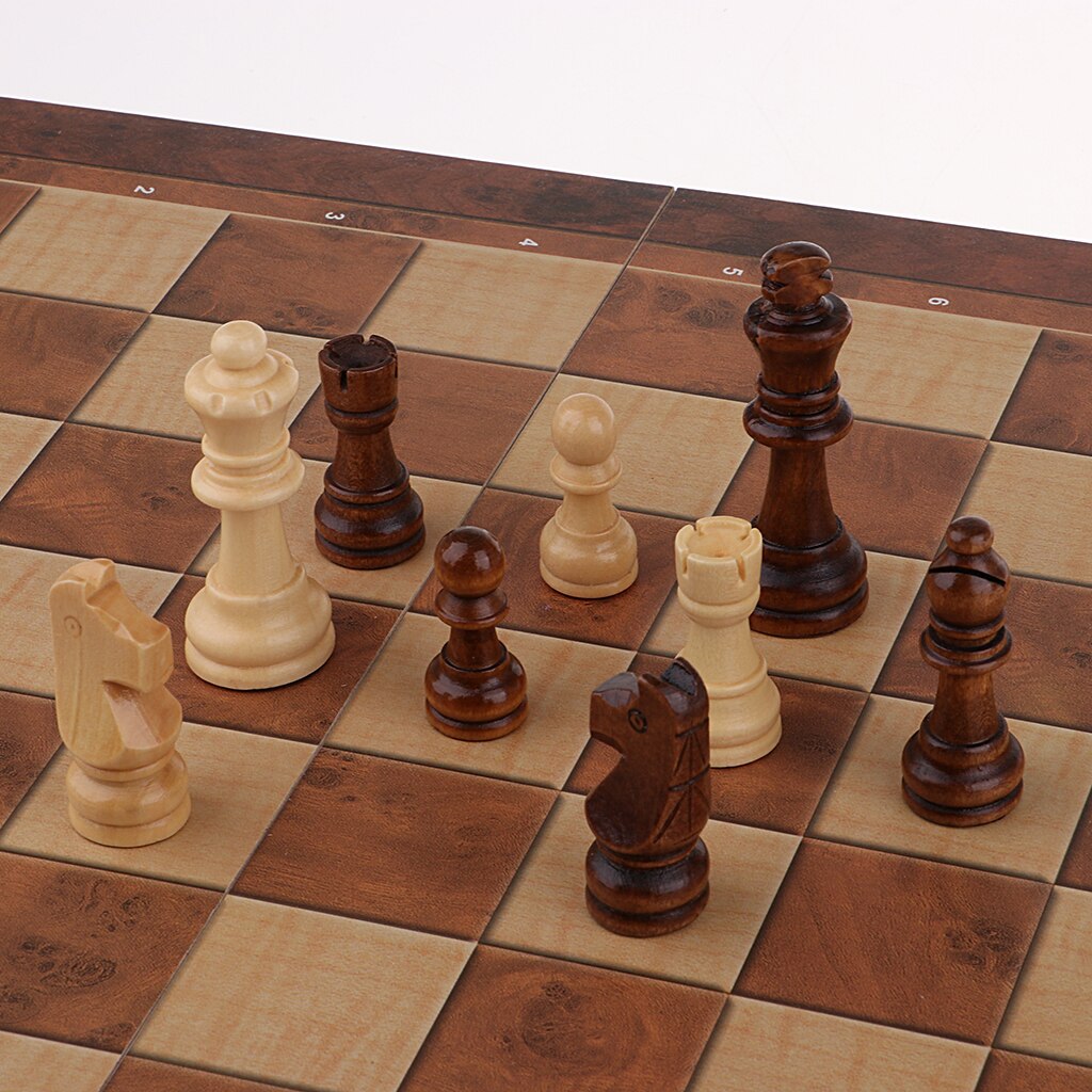 Chess & Checkers & Backgammon 3 in 1 Chess Toy Wooden Chess Tournament Chess Checkers Set 44 x 44cm