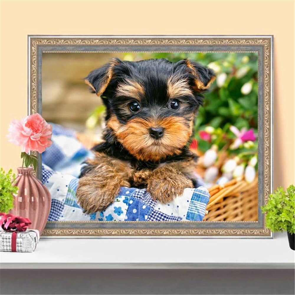 HUACAN 5D diamant broderie chien Animal peinture point de croix pleine mosaïque photo artisanat décor à la maison