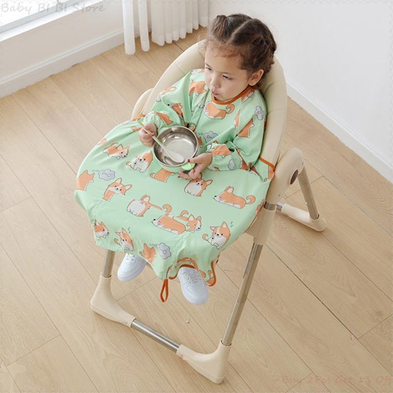 1 Pc Baby Weaning Full-Coverage Bib and Apron Combination for Infant Baby Toddler Dining Chair Cover Coverall Baby Gown