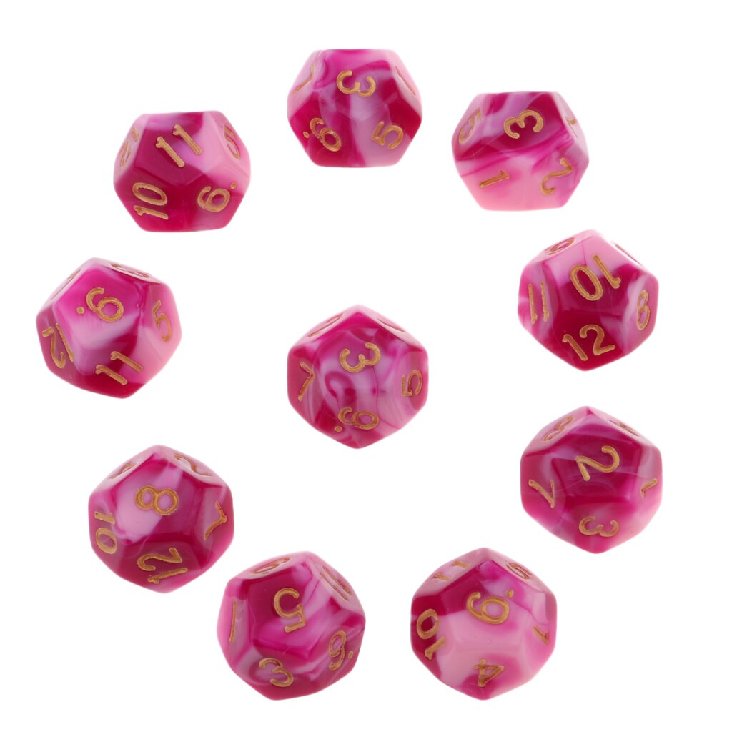  of 10- pakkaus monisivuisia noppaa, polyhedroninoppasetti  d12 d&amp;d / trpg-pöytäpeliroolipelinoppaa varten