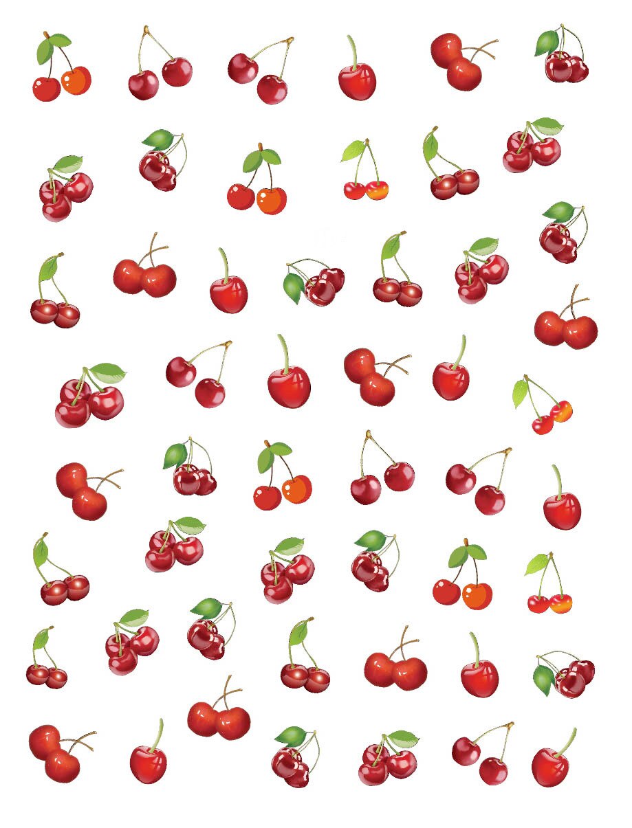 Fruits Avocado Nail Art Stickers for Nails Art Self Adhesive Decals Manicure Nails Accessoires Stickers: Cherry