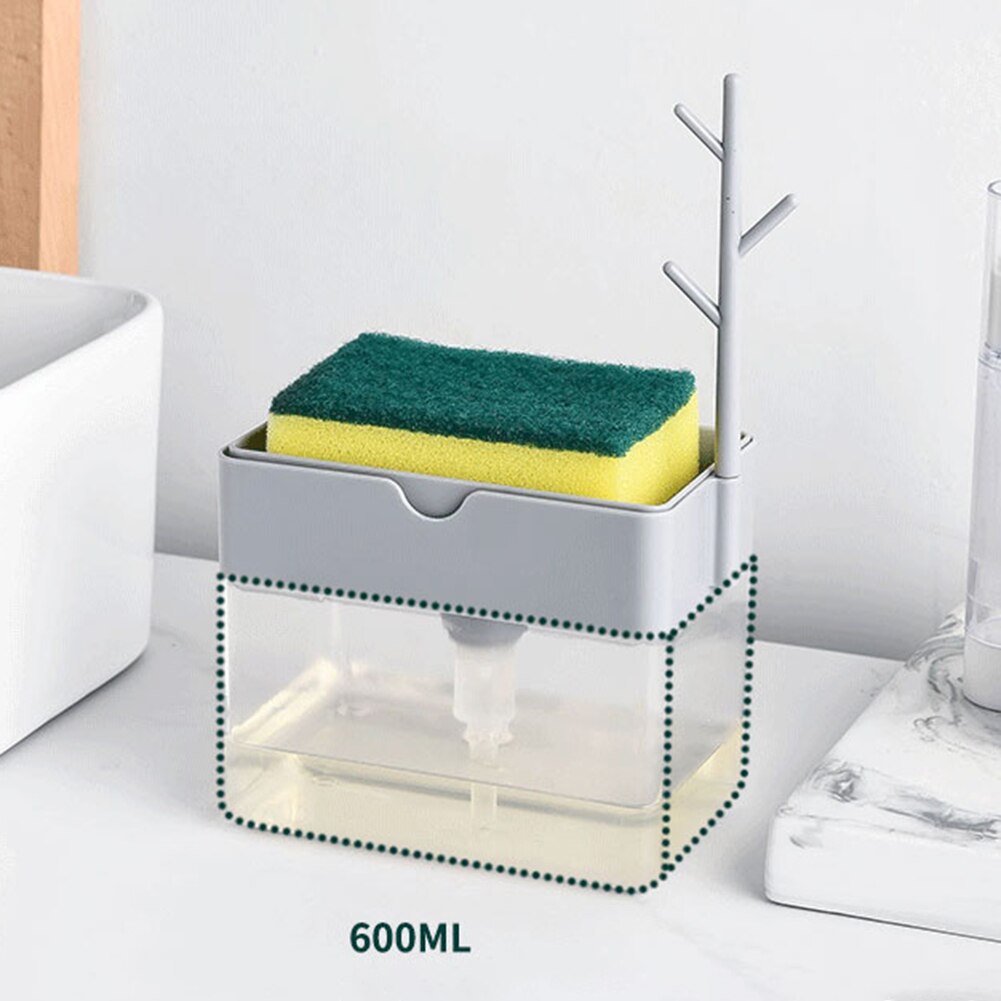 2 in 1 Kitchen Lotion Soap Dispenser Bathroom Refillable Sink Soap Dispenser Sponge Holder Towel Storage Rack tool