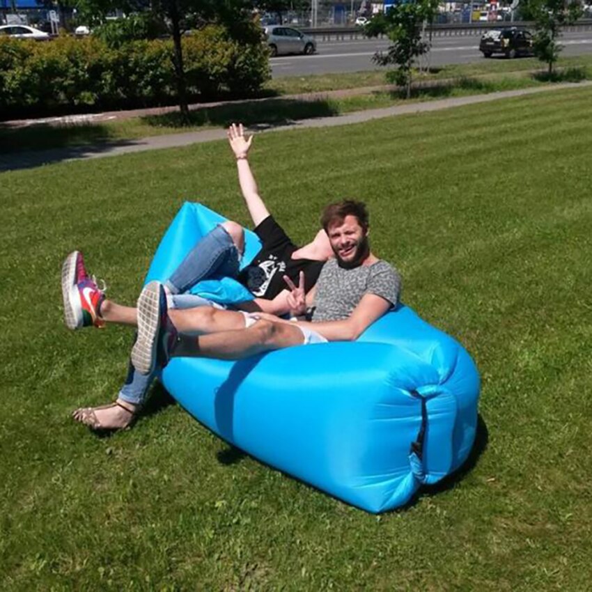 Camping Outdoor Inflatable Sofa Beach Lazy Inflatable Sofa Sleeping Bag Inflatable Bed Fast Folding Air Sofa for Adults