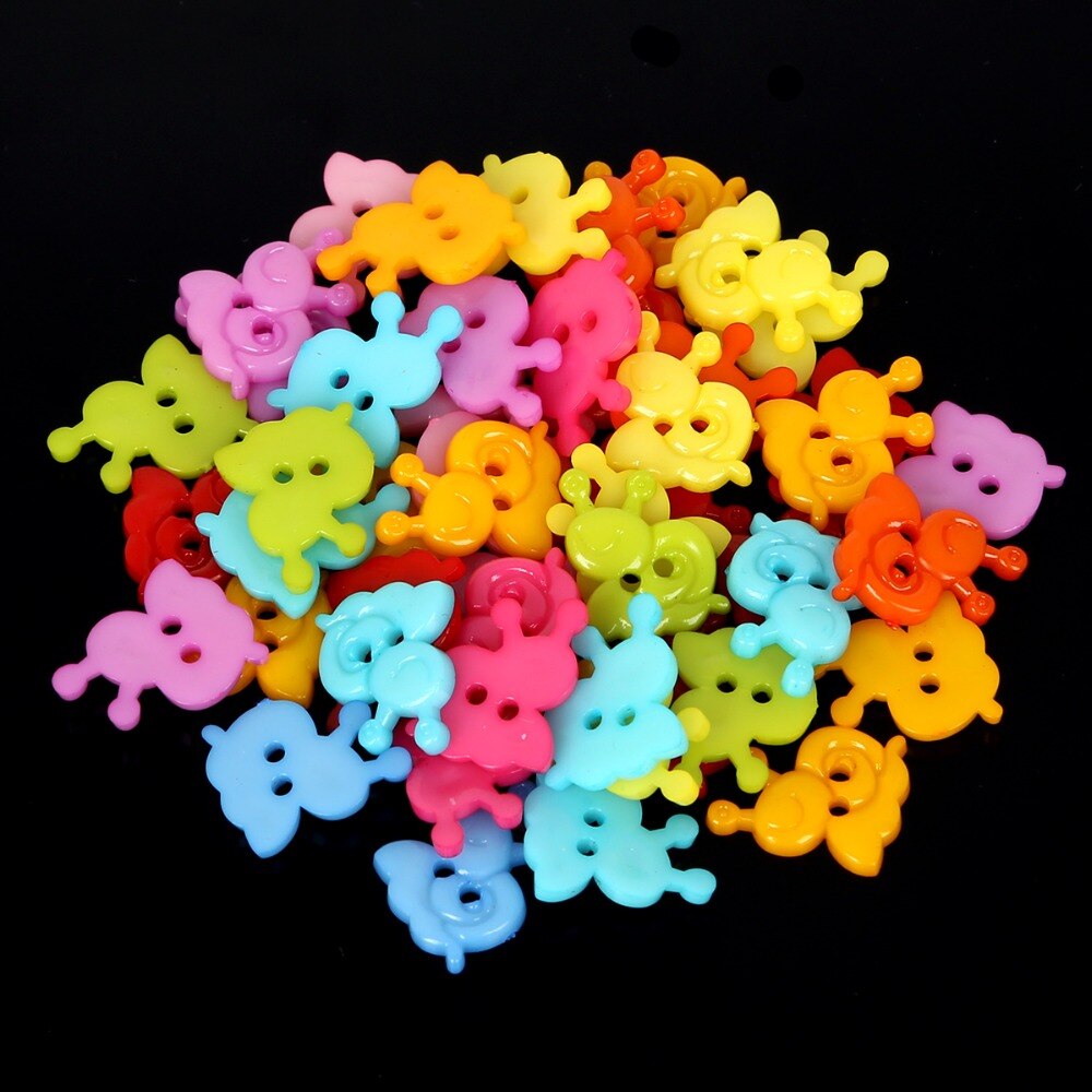 50 Stuks 13X15 Mm Willekeurige Mixed Animal Slak Plastic Knoppen Voor Kleding Naaien Decoratieve Handwerk Scrapbooking Diy Accessoires