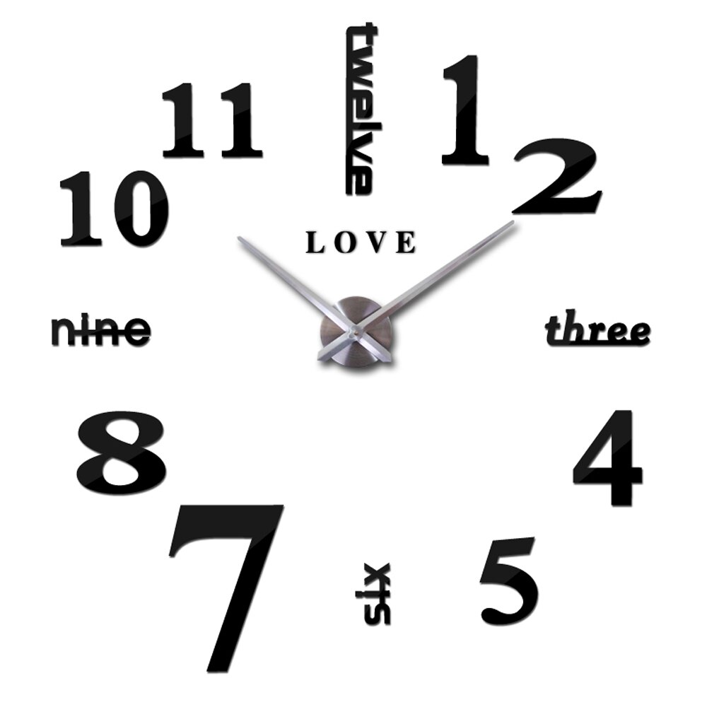 Reloj de pared con espejo grande de amor, moderno, grande, bricolaje, , letras en inglés, árabe, Digital, para decoración del hogar