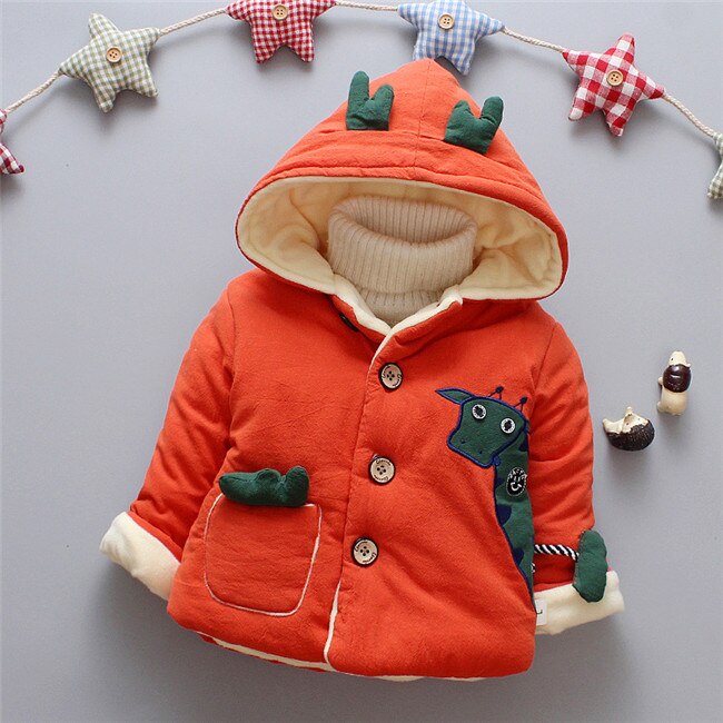 BibiCola baby jungen mäntel jacken winter warme infant cartoon dowm parkas oberbekleidung toddle baumwolle fleece samt mit kapuze schnee tragen: Orange / 9m