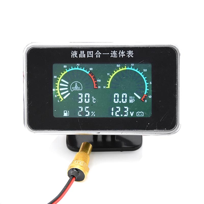 4 en 1 12V 24V Auto Gauge 52mm medidor de presión y aceite de coche medidor de presión de nivel de combustible de temperatura Indicador de temperatura de agua voltaje aceite motor