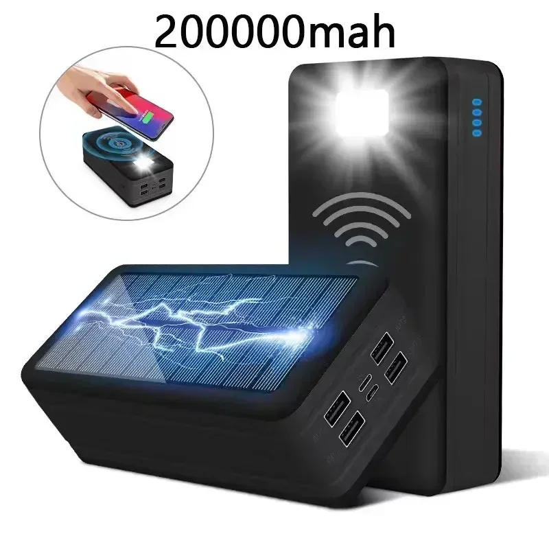 Solar Power Bank 10000mAh Solar Charging Mobile Phone Wireless Charging Large Capacity Battery External Battery Fast Charging: black / 10000mAh