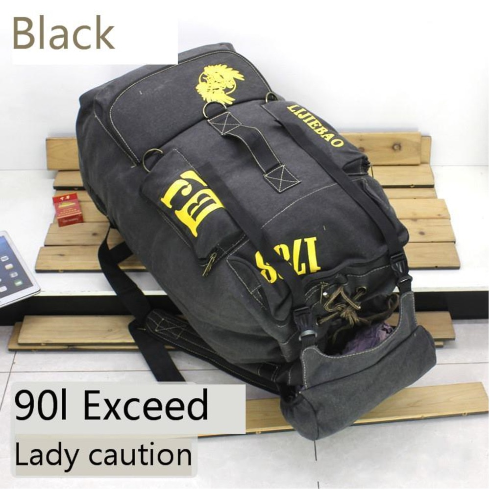 90l men large capacity Canvas Outdoors Shoulders bagpack Leisure Travel Super Mountaineering Camp Backpack Male Luggage tote Bag