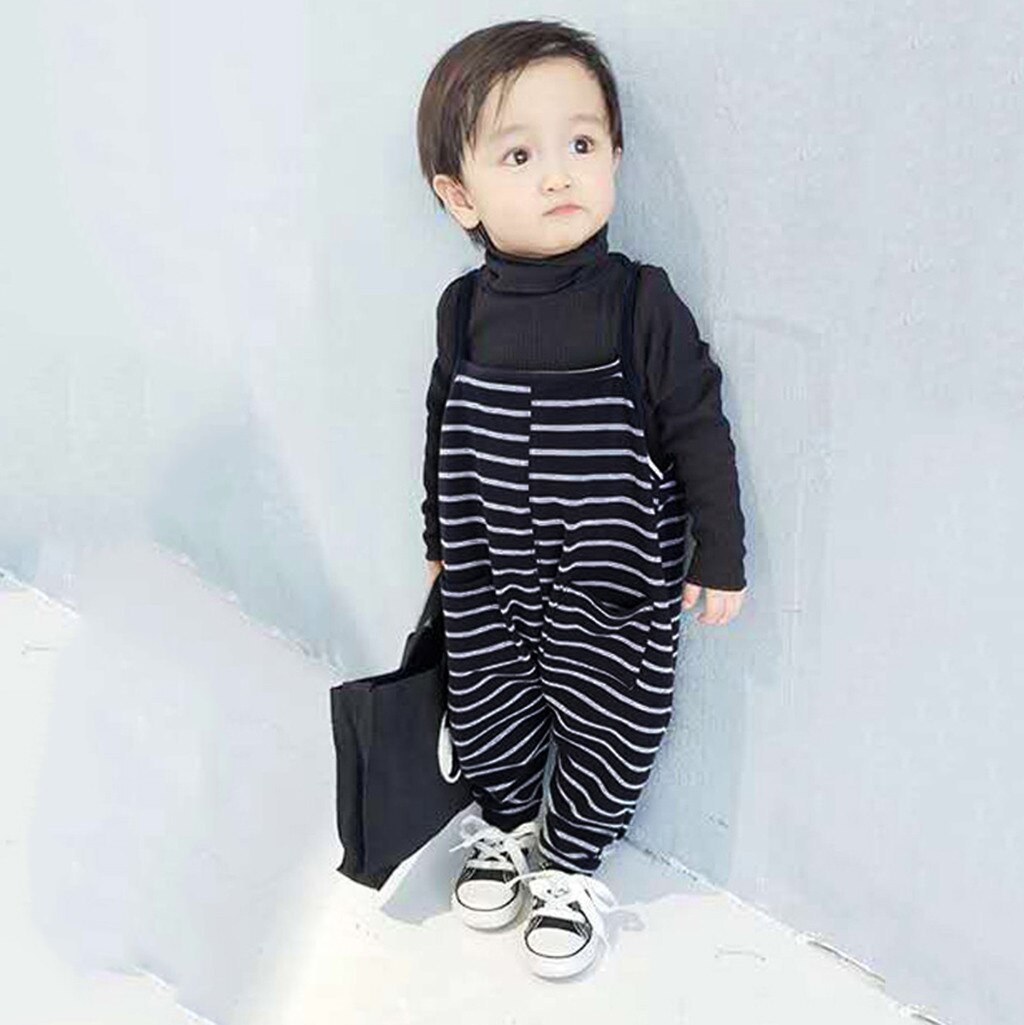 Peuter Baby Jongens Meisjes Broek Streep Jarretel Jumpsuit Uitloper Kind Meisje Kleding Zachte Warme Zakken Broek Voor Meisjes