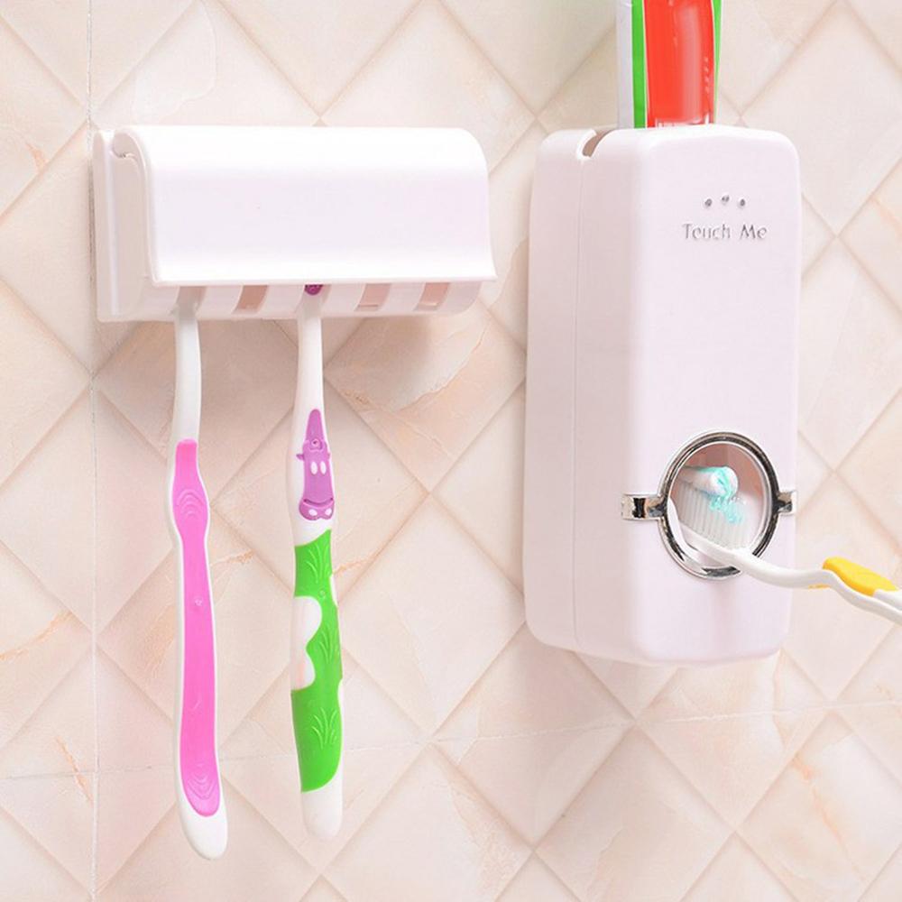 Huishoudelijke Automatische Tandpasta Dispenser Tandenborstel Houder Voor Badkamer Muur Gemonteerde Tandpasta Dispenser & Tandenborstelhouder