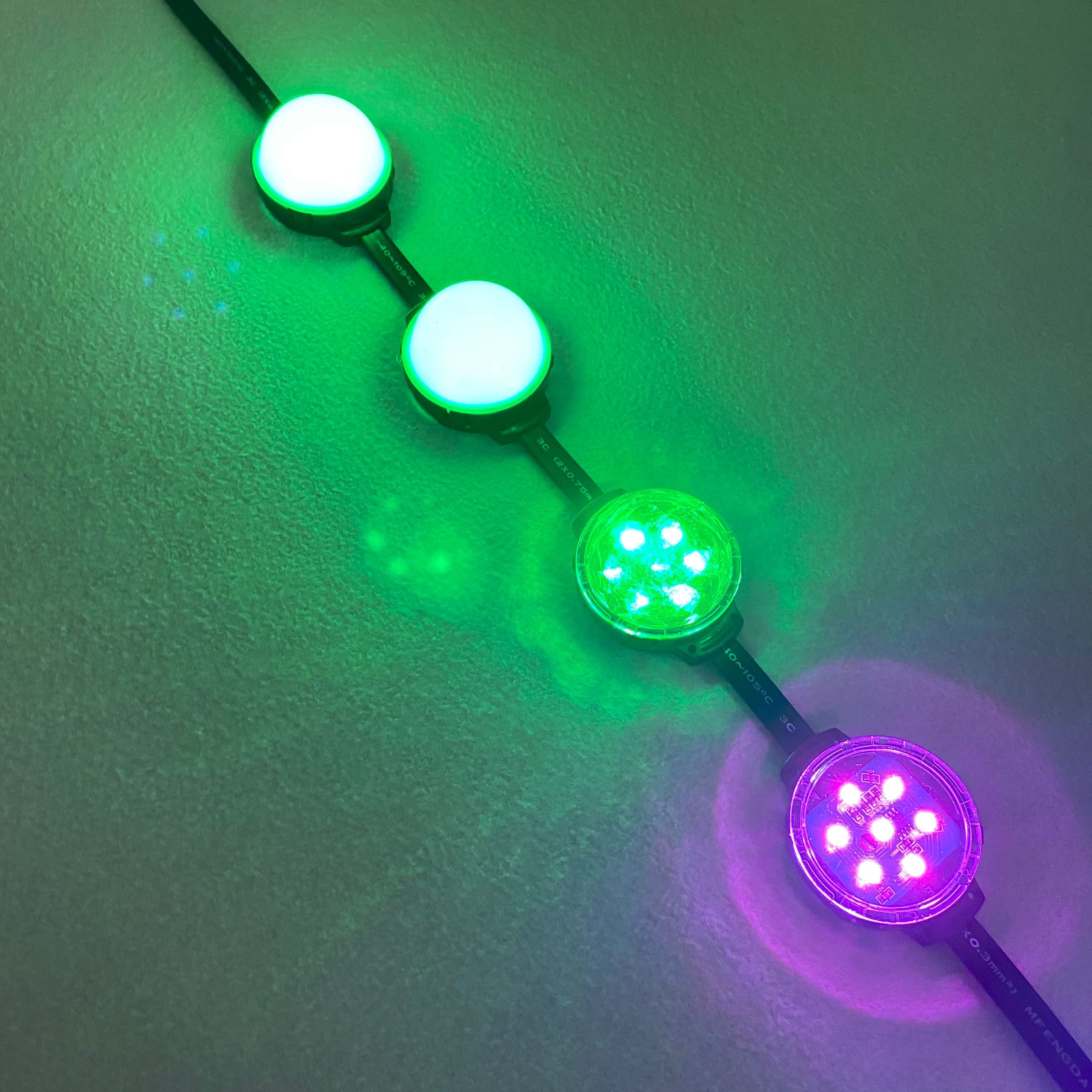 WS2811 Led Pixel Module; 50Mm Diameter; 1.68W,7Pcs Leds Binnen, DC24V Ingang; IP68; Milky Cover; Epoxyhars Gevuld