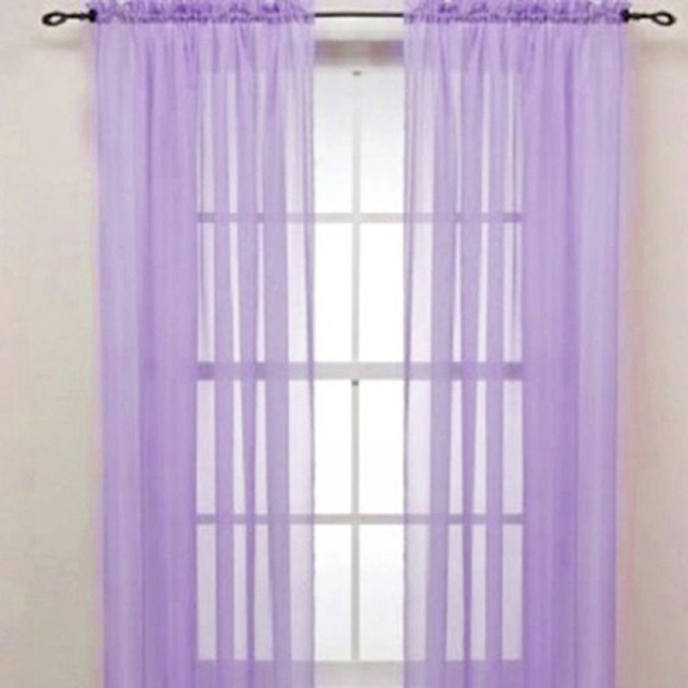 Glasgarn transparent fönsterkappa ren färg sovrum hem bröllop vardagsrum sovrumsfönster voiles tyllgardin på stång