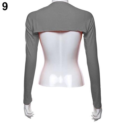 Vrouwen Solid Katoen Stretch Een Stuk Schouder Mouw Zon Arm Cover: Grey