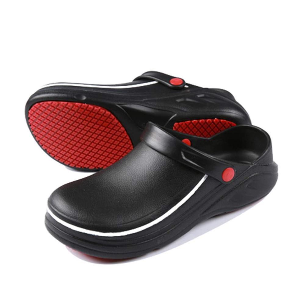 Keukenschoenen voor heren, olie-waterbestendige chef-kok slip op lichtgewicht ademend werkschoeisel, schoenen voor verpleegkundige artsen, voor keukenchef foodservice schoenen (Color : Black, Size