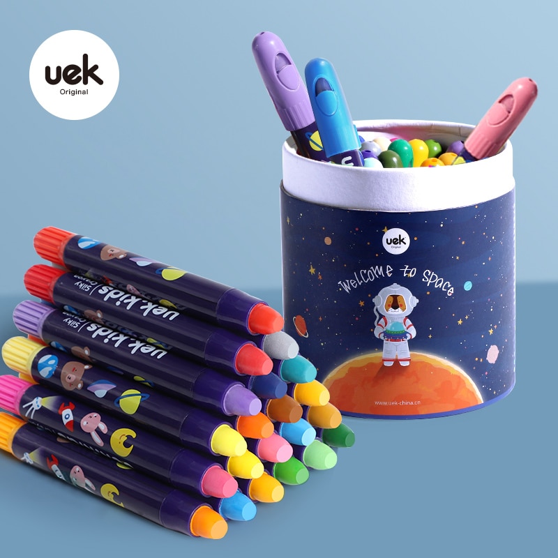UEK Kids Washable Crayons Non Toxic Silky Washable Twistable Gel Crayon Large Crayons Safe for Baby Children Pastel Watercolor