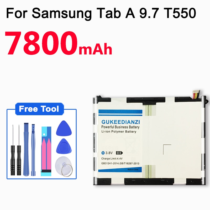 Gukeedianzi Tablet Batterij EB-BT550ABE Voor Samsung Galaxy Tab Een 9.7 T550 T555 T555C P550 P555C 7800 Mah Vervangende Batterijen