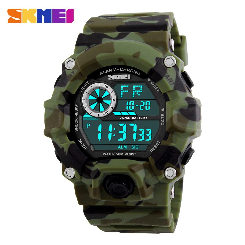 Digitale Horloges Heren Alarm 50 M Waterdichte Sport Horloge LED Back Light S Shock Horloges Voor Man Klok Relogio Masculino SKMEI: Camouflage