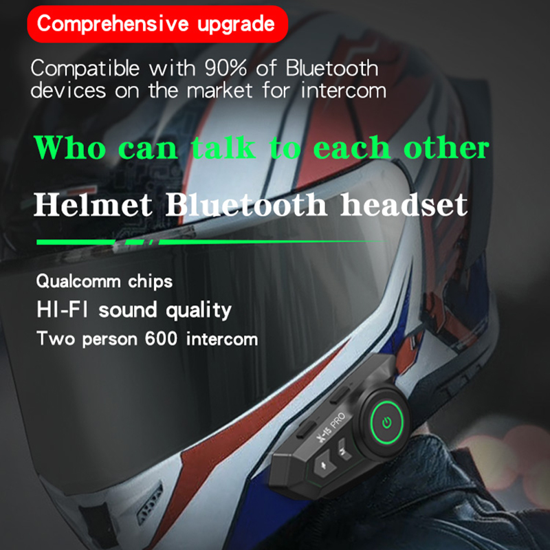 Motorcykelhjälm bluetooth-intercom trådlös bluetooth 5.2- headset stöder vattentäta hörlurar med 400m-600m högtalare och stöd för flera scener