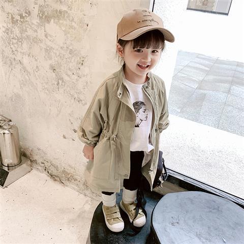 Flickor vindjacka barnkläder höst barn koreansk stil baby western orange jacka barn flickor casual kappor: Kaki / 3t