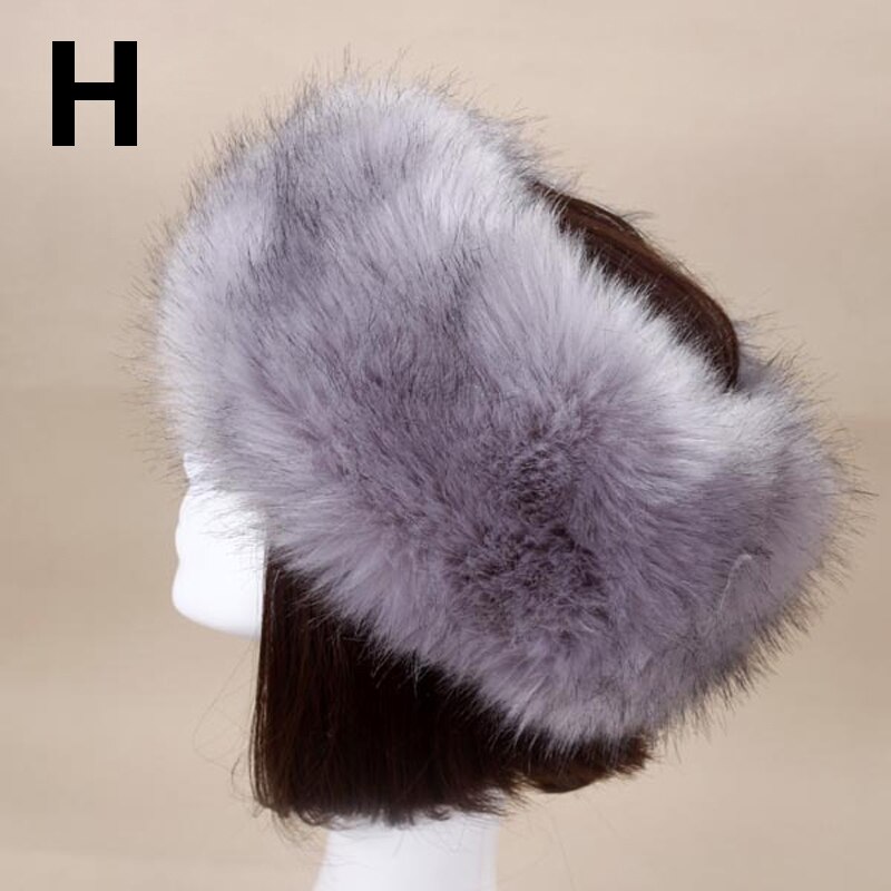 Winter Elastische Oorbeschermers Tulband Dikke Harige Haarband Fluffy Russische Faux Fur Vrouwen Bont Hoofdband Hoed Outdoor Earwarmer Ski Hoeden: 08
