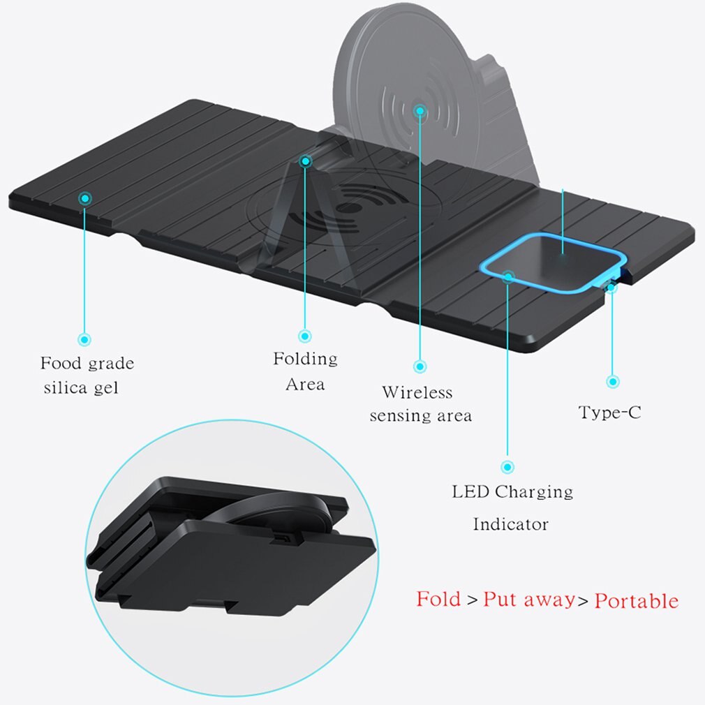 15w carregador sem fio qi fold suporte de carregamento rápido para o iphone 11 pro xr x xs max para samsung s20 s10 carregador de carro