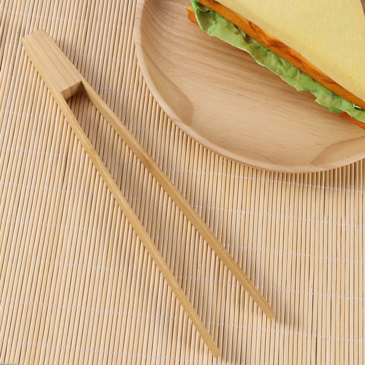 Bamboo Toaster Kitchen Tongs Long Easy Grip Toaster Serving Tongs for Cooking Toast Bread Barbecue Grilling Baking Frying