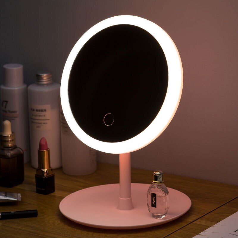 Maquillaje LED luz con equipadas espejo de maquillaje espejo de aumento de tocador desmontable/almacenamiento Base 3 modos de belleza espejo de luz