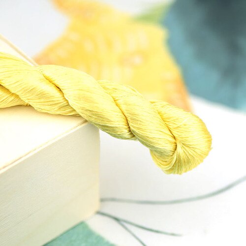 1 färg 400m suzhou broderi 100%  naturlig sidenbroderad linje silke diy special silkeslen ljus färg linje vanliga färger gul: 3
