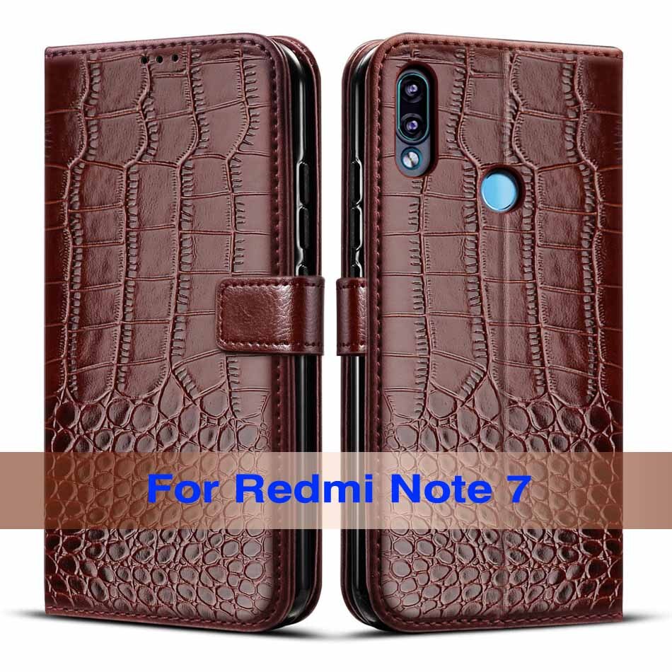 Capa de silicone para xiaomi redmi nota 7 caso de silicone de couro da aleta para xiaomi redmi nota 7 note7 capa de telefone abundante coque: Deep Brown