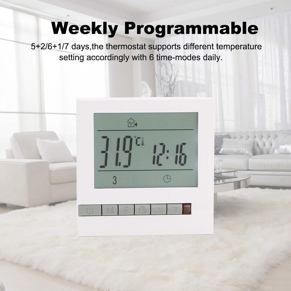 Batterij Aangedreven Verwarming Thermostaat Voor Gas Boiler 3A Wekelijkse Programmeerbare Temperatuurregelaar Warme Vloer Controller( 1Pc)