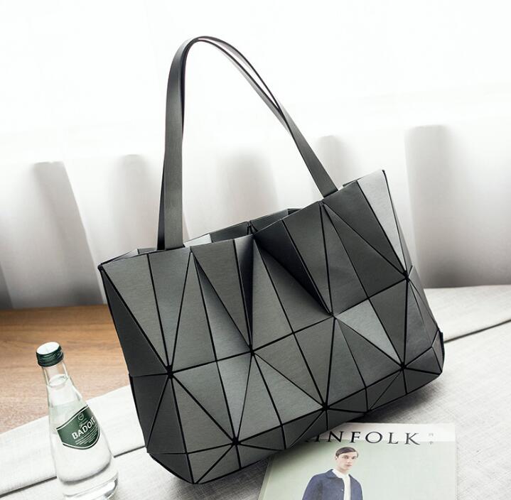 Maelove women-bag Geometric Diamond Folding Tote Shoulder Bags Matte color Geometry Handbags for Girls: matte dark gray