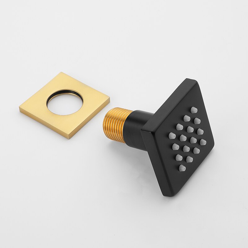 Black Round Body Rain Shower Spray Jets Bathroom Solid Brass Square Head Sprayer Set Saving Water Massage Jet System