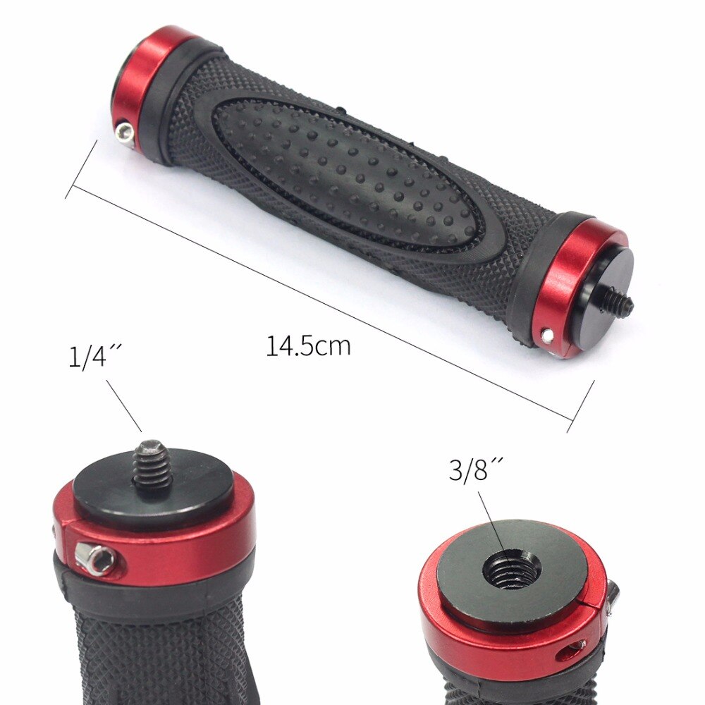 BGNing 1/4'' inch Metal Black Handle Hand Grip Camera SLR DSLR Stabilizer Non-slip Grip for LED Flashlighting Camera Accessories: black with red