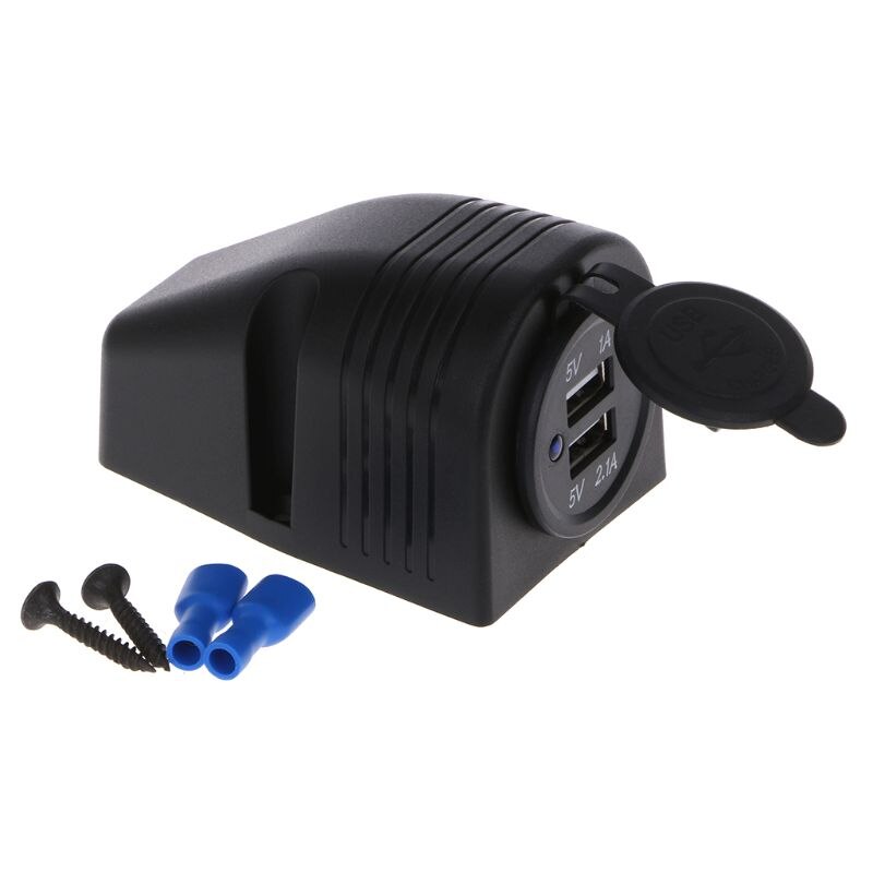12v x 24v dual-usb-panel-ladeadapter mit armaturenbretthalterung und wasserdichten schutzkappen für auto, boot, schiff und lkw