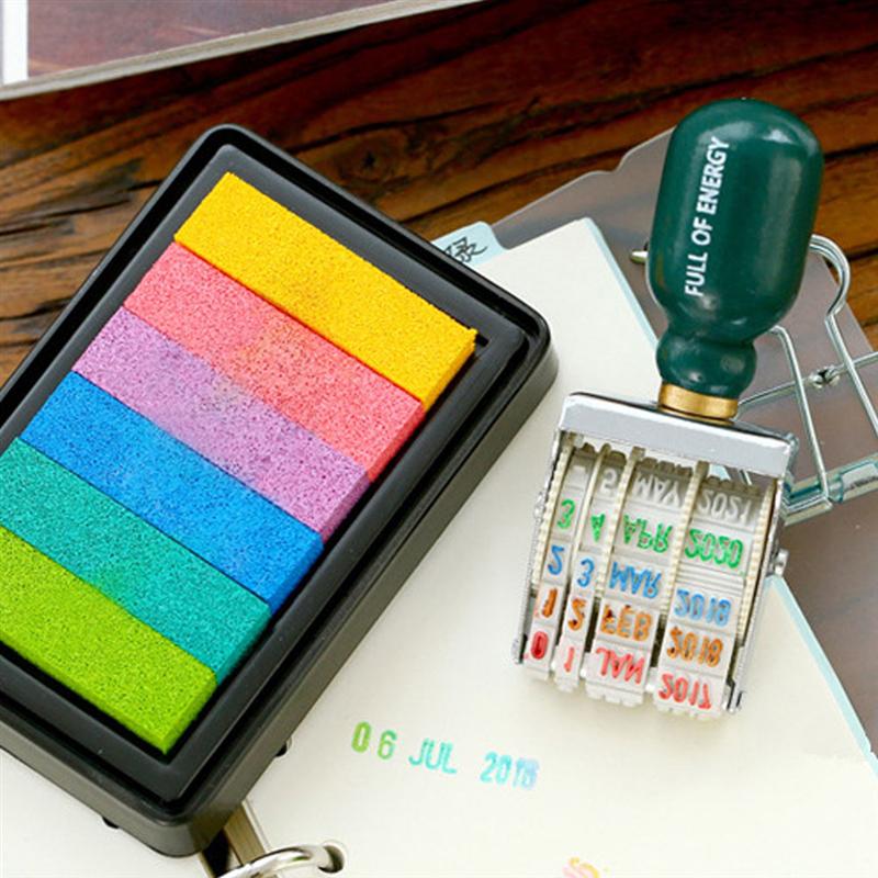 Tampon numérique avec bouton multifonction, Date, tampon à rouleau, papeterie scolaire, Vintage, Date, timbres-poste, DIY bricolage