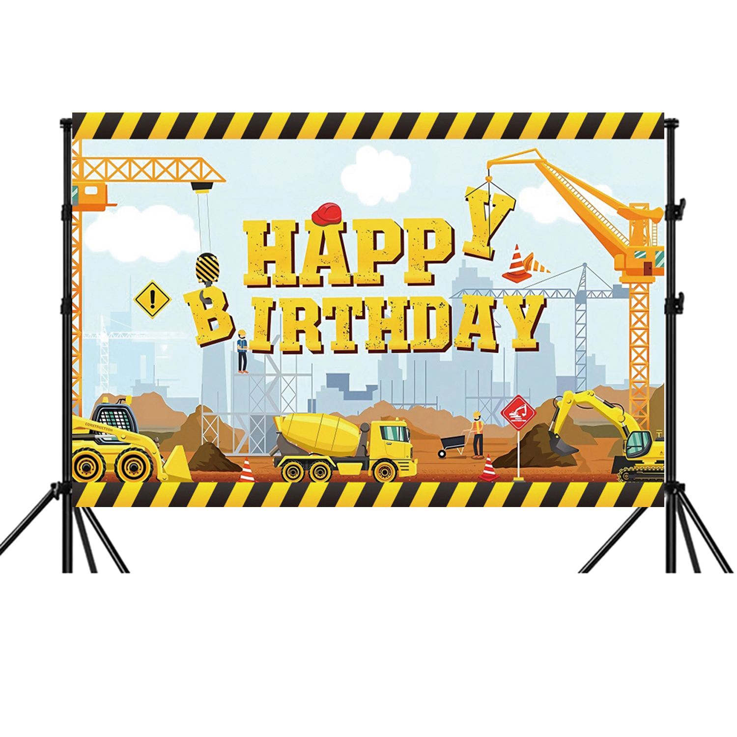 Excavator Truck Photo Backdrops Boy Birthday Construction Background Party Decor Photography Prop Photocall Photo Studio