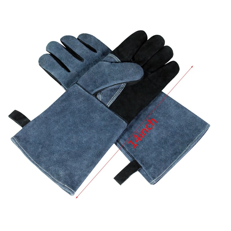 Leather Forge Welding Gloves Heat &amp; Fire Resistant Gloves for Gardening Camping Barbecue Provide Safety Protection