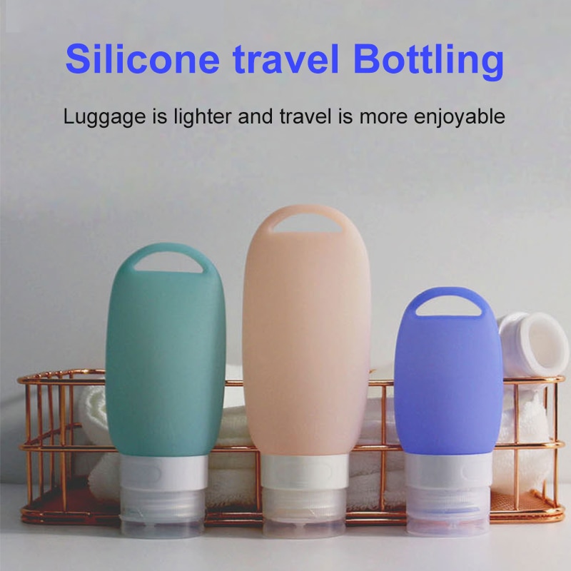 3 unids/set de botellas vacías, caja de almacenamiento de silicona de viaje, llavero, botella de champú, recipiente para Gel de ducha, portátil, duradero