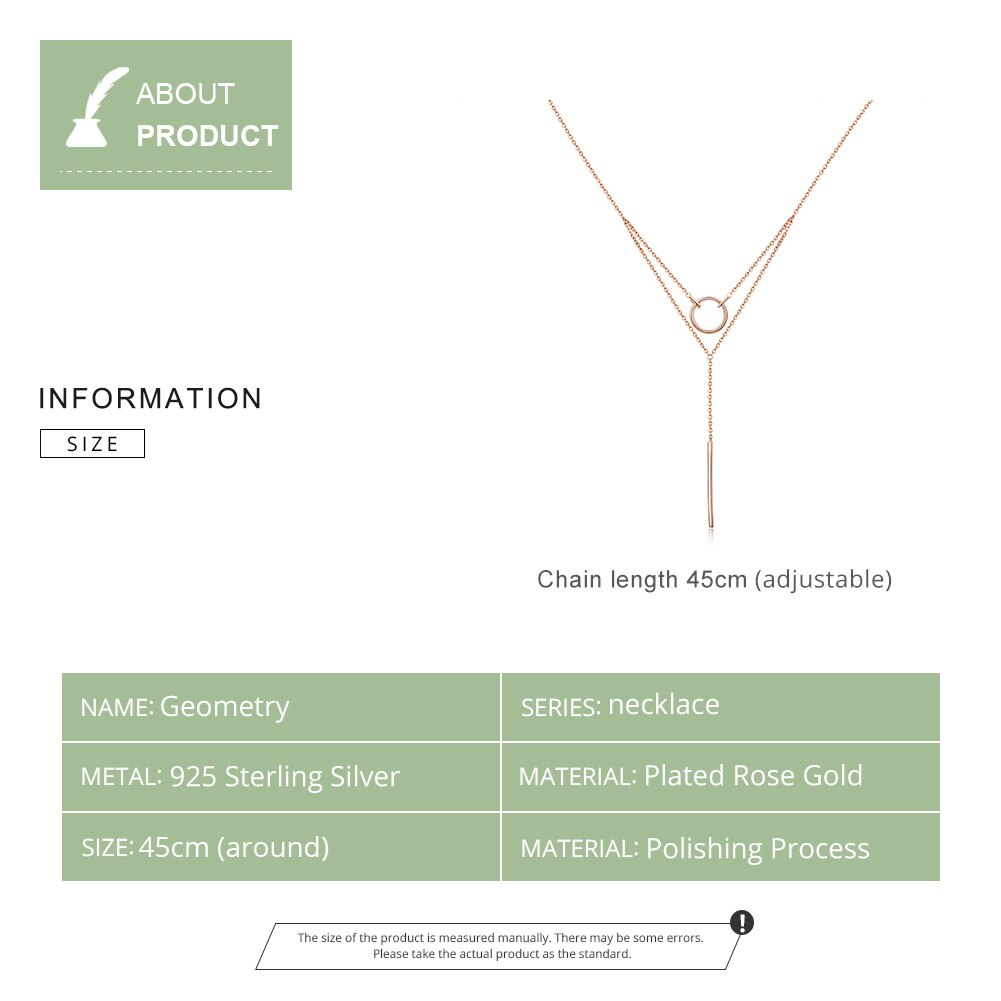 Bamoer Doppi Strati Geometrica Collana Girocollo per Le Donne Autentico 925 Argento Sterlina in Oro Rosa di colore Gioelleria Raffinata E Alla Moda BSN078
