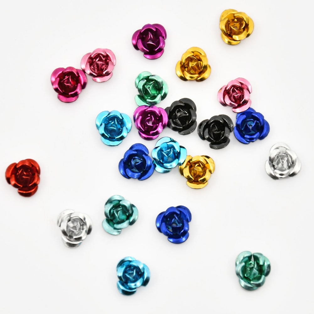 200 Stks/partij Nail Art Decoraties Handgemaakte Acryl 7*7 Mm Mix Kleur 3D Bloemvorm Charms Manicure Diy Nail accessoires Sieraden G7