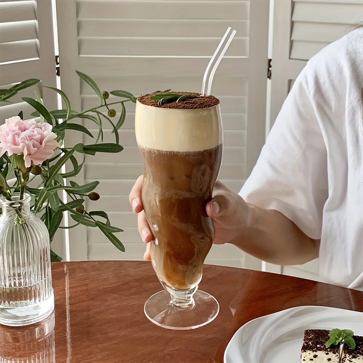 1pc 18oz bølget buet glaskop gennemsigtig tyk glastumbler personlighed kold drik juice kaffekrus genanvendeligt glas